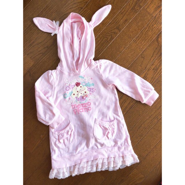 最新入荷ベビー服(女の子用) ~95cmmezzo piano - メゾピアノ mezzo piano 90 ワンピース うさ耳♡ 悶絶級