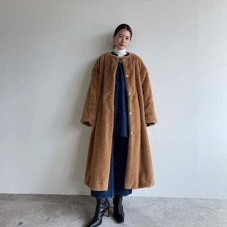 【未使用】クラネ  NO COLLAR LICO FUR COAT リコファー(ロングコート)