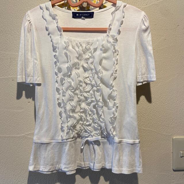 エムズグレイシー 胸もとフリルカットソー&スカートカットソー(半袖/袖なし)