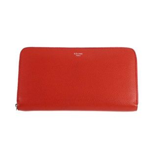 セリーヌ(celine)の美品　CELINE　セリーヌ　長財布　レザー　ラウンドファスナー　オレンジ(財布)