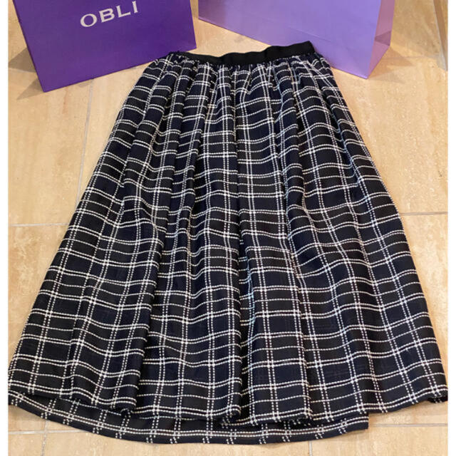 Drawer(ドゥロワー)のオブリ OBLI ロングスカート シフォンチェックスカート レディースのスカート(ロングスカート)の商品写真
