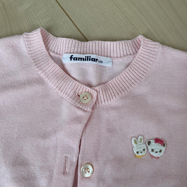 familiar(ファミリア)の【size100】ファミリアカーディガン ピンク 美品 キッズ/ベビー/マタニティのキッズ服女の子用(90cm~)(カーディガン)の商品写真