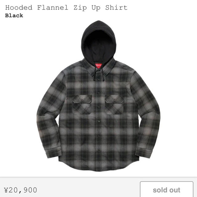 supreme Hooded Flannel Zip Up Shirt 黒