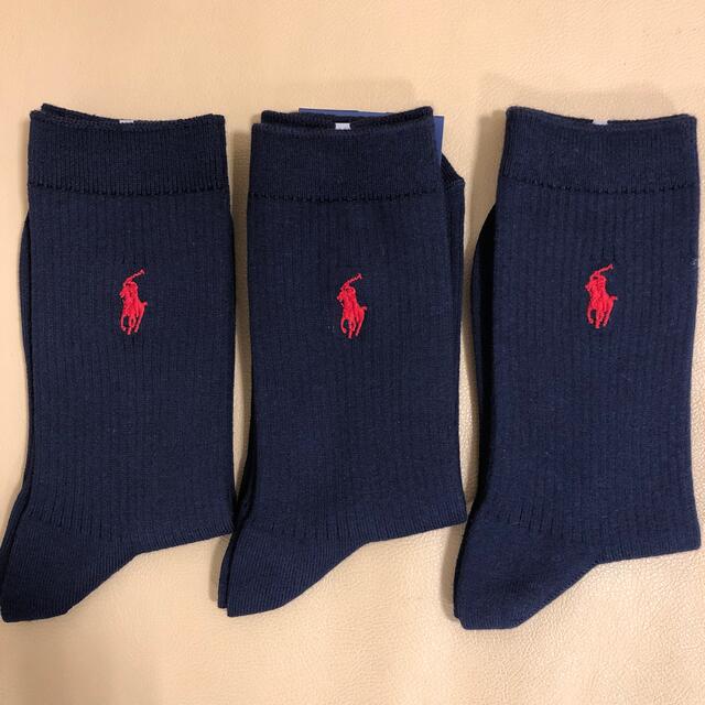 POLO RALPH LAUREN(ポロラルフローレン)の女性　新品　ポロラルフローレン　リブソックス紺色3足 レディースのレッグウェア(ソックス)の商品写真