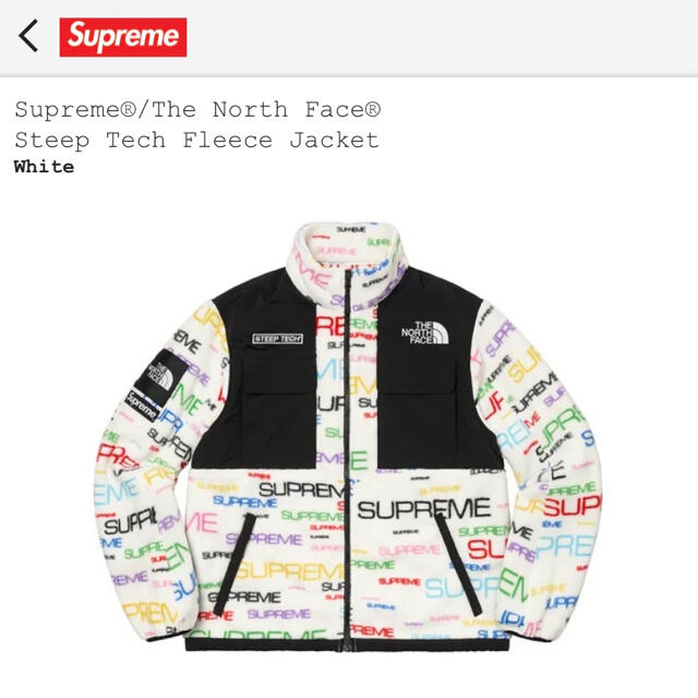 supreme north face フリース　白　S