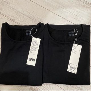 ユニクロ(UNIQLO)の【C様専用】■ヒートテックコットンクルーネックT（長袖）ブラック2枚セット(Tシャツ(長袖/七分))