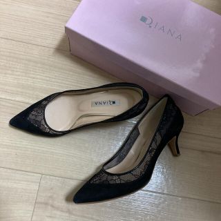 ダイアナ(DIANA)のダイアナ DIANA パンプス ブラック チュールレース 美品(ハイヒール/パンプス)