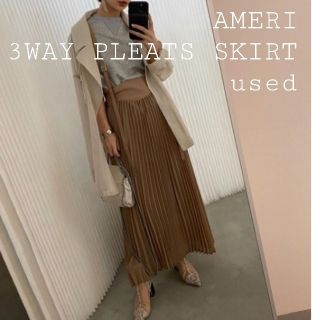 アメリヴィンテージ(Ameri VINTAGE)のAMERI3WAY PLEATS SKIRT  ベージュ Mサイズ相当(ロングスカート)