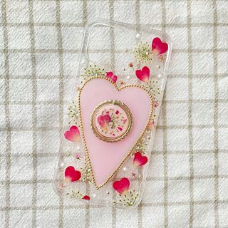 バンカーリング　スマホリング　ハンドメイド　薔薇のハートシャワー(その他)