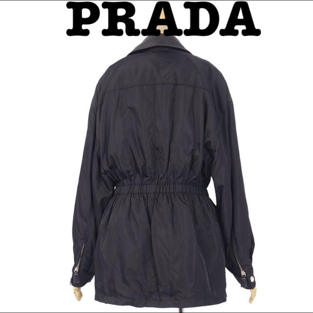 PRADA(プラダ)のプラダ　ラムスキン　切り替え　ナイロン　ジャケット　M レディース  レディースのジャケット/アウター(ナイロンジャケット)の商品写真