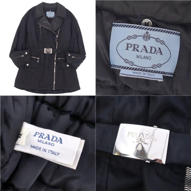 PRADA(プラダ)のプラダ　ラムスキン　切り替え　ナイロン　ジャケット　M レディース  レディースのジャケット/アウター(ナイロンジャケット)の商品写真