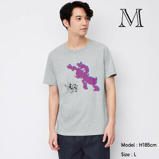 ディズニー(Disney)のGU/ジーユー メンズ グラフィックT Disney ディズニー グレー M(Tシャツ/カットソー(半袖/袖なし))