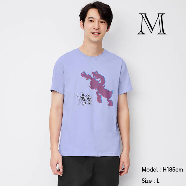 Disney(ディズニー)のGU/ジーユー グラフィックT Disney ディズニー ライトパープル M メンズのトップス(Tシャツ/カットソー(半袖/袖なし))の商品写真