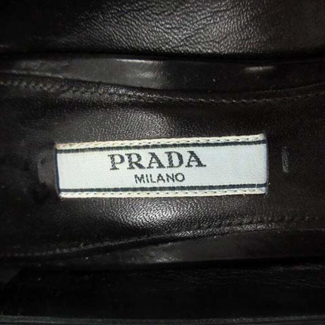 PRADA(プラダ)のプラダ パンプス レザー ポインテッドトゥ ローヒール 39 26cm 黒 レディースの靴/シューズ(ハイヒール/パンプス)の商品写真