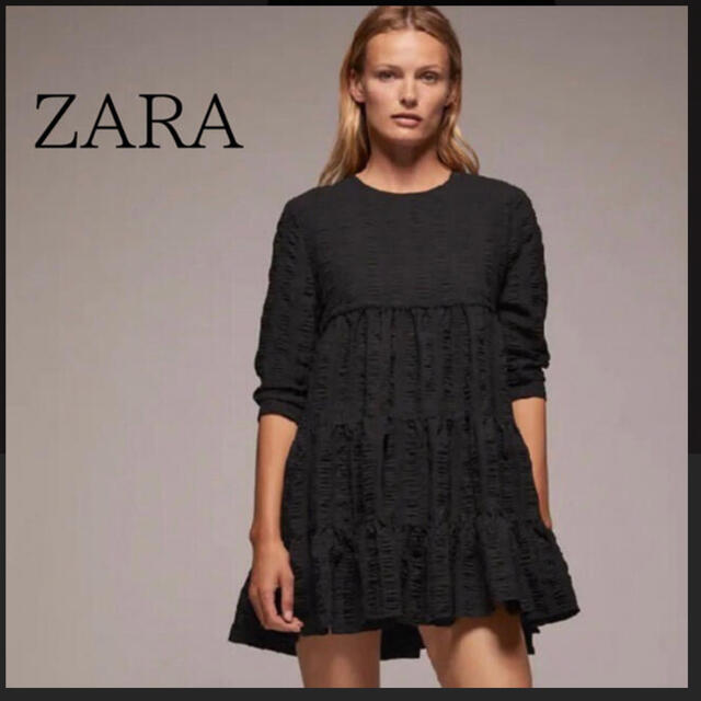 ZARA(ザラ)のZARA テクスチャー ティアード ワンピース レディースのワンピース(ひざ丈ワンピース)の商品写真