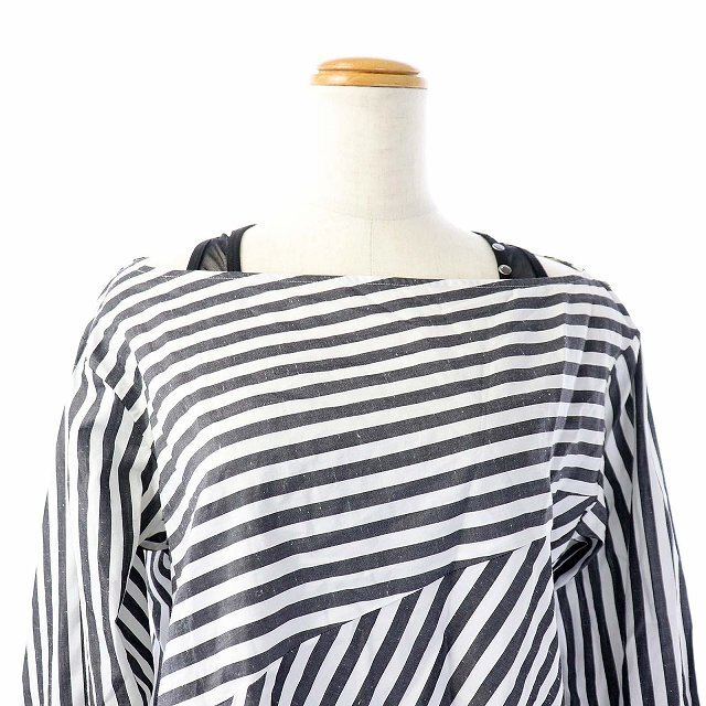 DIESEL(ディーゼル)のディーゼル レイヤード ブラウス シャツ 長袖 絹混 XS グレー 白 黒 レディースのトップス(シャツ/ブラウス(長袖/七分))の商品写真