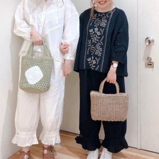 サマンサモスモス(SM2)のSamansa Mos2＊35th＊SA刺繍裾ペチパンツ＊ブラック(その他)