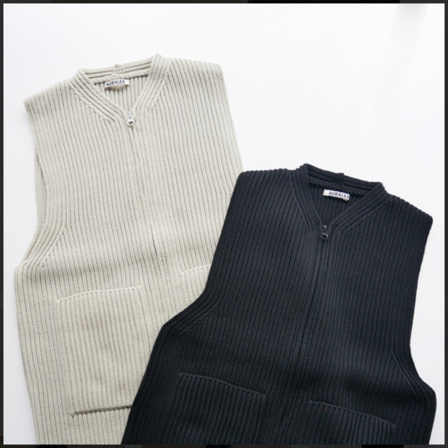 Ron Herman(ロンハーマン)のAURALEE     Wool Rib Knit Long Vest ブラック レディースのトップス(ベスト/ジレ)の商品写真