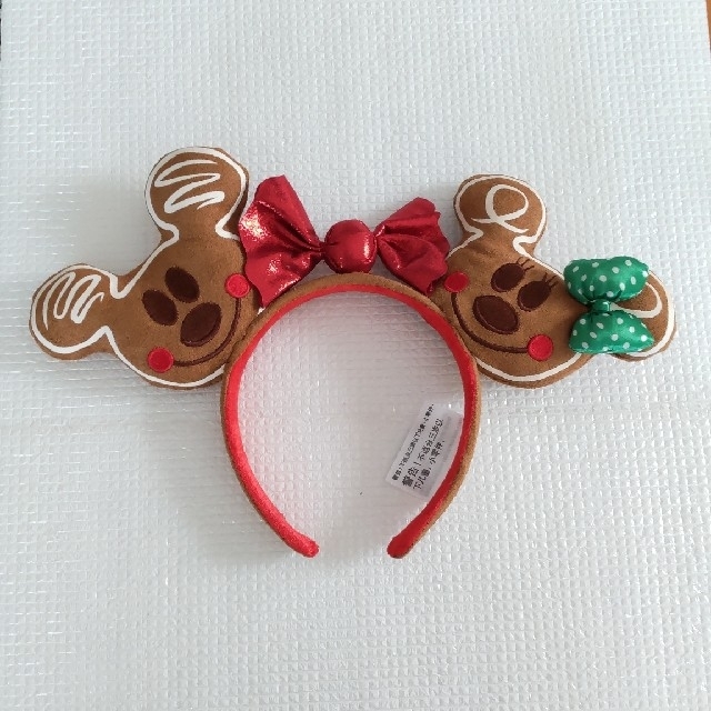 Disney(ディズニー)の再入荷　ミッキー&ミニー柄　クリスマスジンジャーブレッド キャンディカチューシャ レディースのヘアアクセサリー(カチューシャ)の商品写真