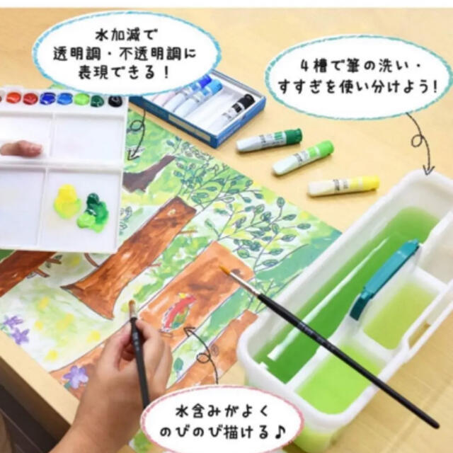 サクラクレパス(サクラクレパス)のサクラクレパス 絵具 水彩セット グリーン 迷彩 小学生用 インテリア/住まい/日用品の文房具(その他)の商品写真