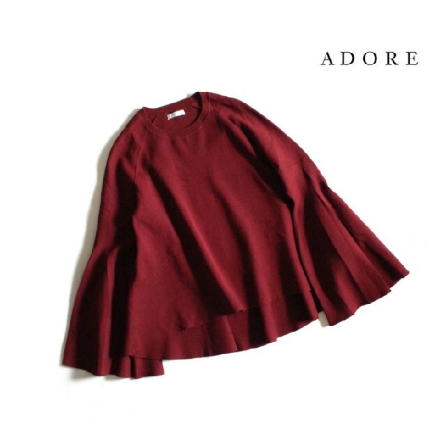 アドーア ADORE□ニット トップス フレアスリーブ ボルドー - ニット