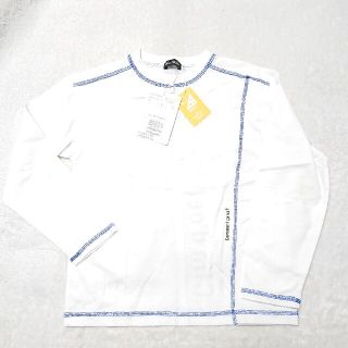 タグ付き新品 BeBe ベベ カットソー 長袖Tシャツ 白×ブルー 130