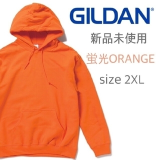 ギルタン(GILDAN)の新品未使用 ギルダン 無地 裏起毛 プルオーバーパーカー 蛍光オレンジ XXL(パーカー)