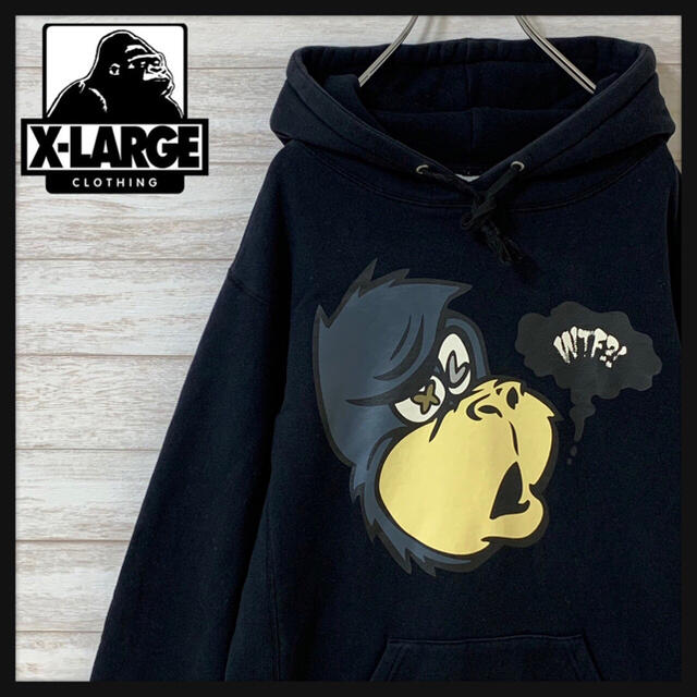 XLARGE(エクストララージ)の【ユニークデザイン】エクストララージ☆ ビッグロゴ フード 刺繍ロゴ パーカー メンズのトップス(パーカー)の商品写真