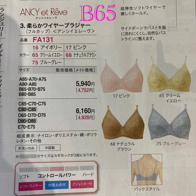 ANCY et Reve FA131 柔らかワイヤーブラジャー