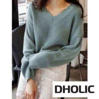 ディーホリック(dholic)の【美品】DHOLIC ディーホリック 韓国 ニット くすみグリーン(ニット/セーター)