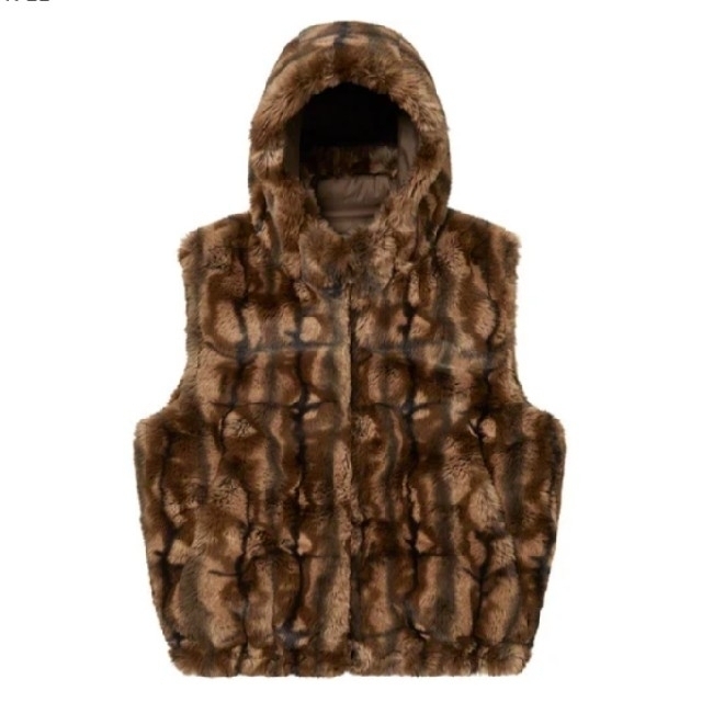 Brown★L★Faux Fur Hooded Vest