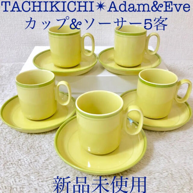 Adam&Eve 新品アダムアンドイブたち吉ラシーヌカップ＆ソーサー５客黄色緑