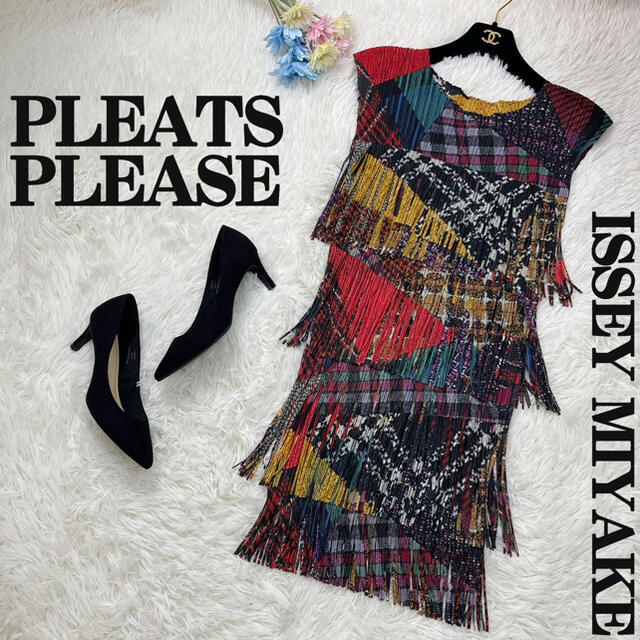 美品》PLEATS PLEASEプリーツプリーズフリンジチュニック - eldror.co.il