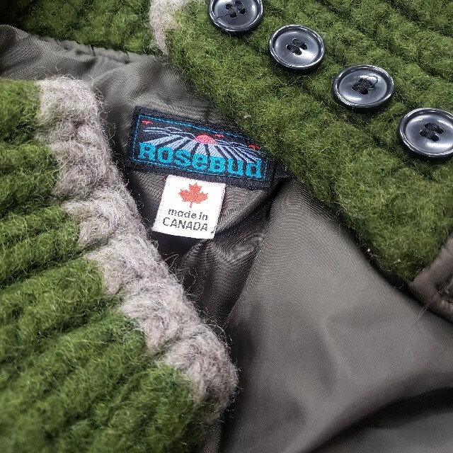 ROSE BUD(ローズバッド)のローズバットダウンコート　カナダ製手編みカウチン極太ウール レディースのジャケット/アウター(ダウンコート)の商品写真