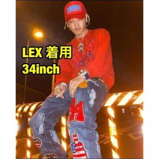 シュプリーム(Supreme)のLEX着用 ワッペンデニムジーンズ US34インチ ジーパン ヒップホップ(デニム/ジーンズ)