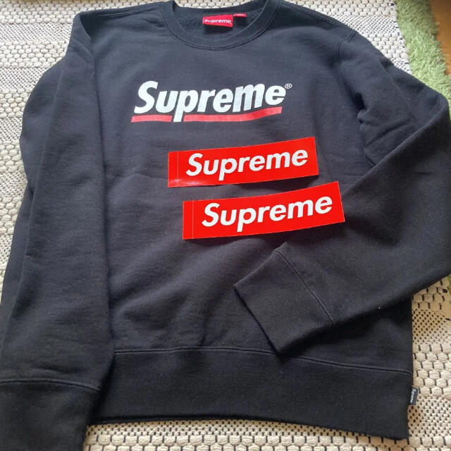 Supreme Crewneck Underline 黒 ブラック Ssize