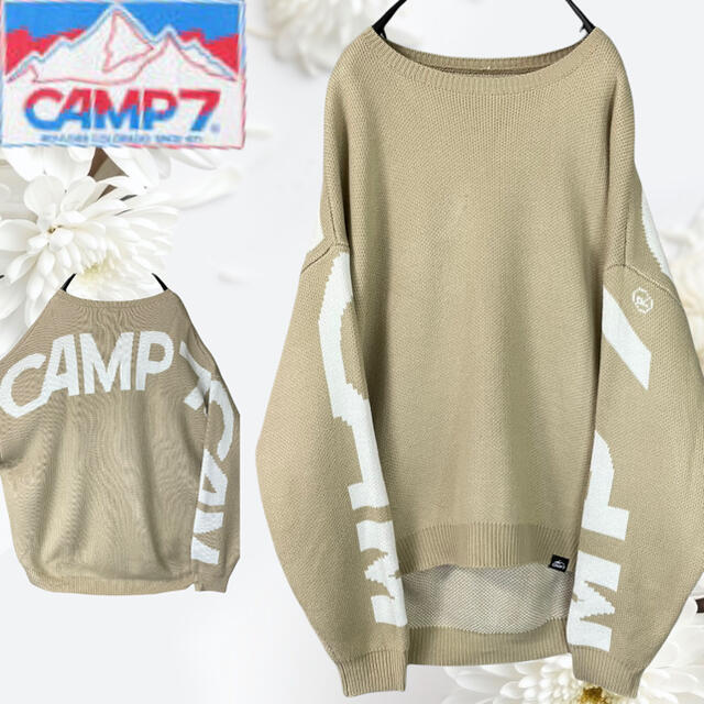 CAMP7 バックロゴ　デカロゴ　袖ロゴ　トレーナー　レディース　L