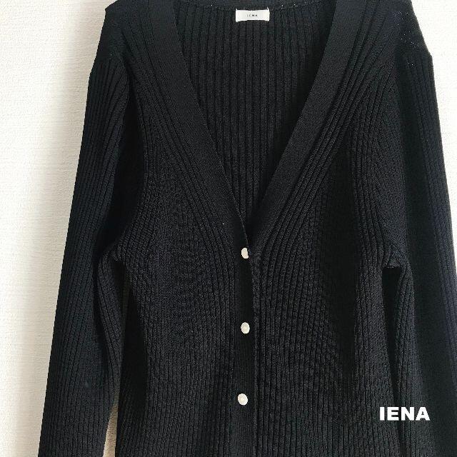 IENA(イエナ)の【IENA】イエナ 18-19AW ブラック プリーツリブ カーディガン レディースのトップス(カーディガン)の商品写真