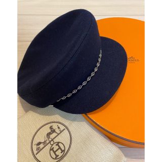 エルメス(Hermes)のHERMES エルメス キャスケット　ネイビーxシルバー金具(キャスケット)