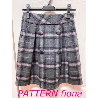 パターンフィオナ(PATTERN fiona)の*美品* PATTERN fiona チェック 台形 スカート プリーツ(ひざ丈スカート)