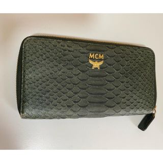 エムシーエム(MCM)のMCM 長財布　パイソン　型押し　グリーン(財布)