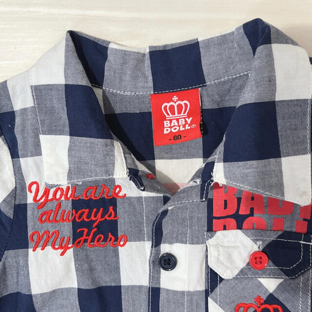 BABYDOLL(ベビードール)の80☆BABYDOLLギンガムチェック半袖シャツ キッズ/ベビー/マタニティのベビー服(~85cm)(シャツ/カットソー)の商品写真
