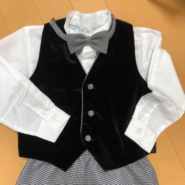 七五三　結婚式　スーツ　子供　サイズ100 4点セット キッズ/ベビー/マタニティのキッズ服男の子用(90cm~)(ドレス/フォーマル)の商品写真