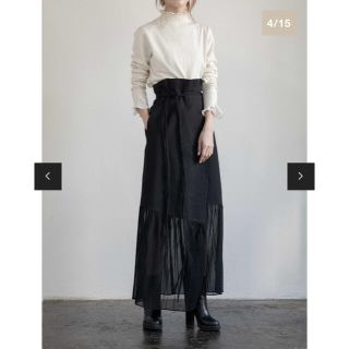 アメリヴィンテージ(Ameri VINTAGE)の最終価格　amel  シースループリーツスカート　ブラック(ロングスカート)