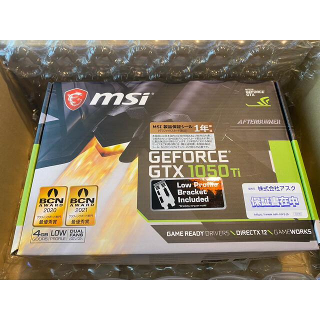 MSI GeForce GTX 1050 Ti 4GT LP 新品未開封 スマホ/家電/カメラのPC/タブレット(PCパーツ)の商品写真