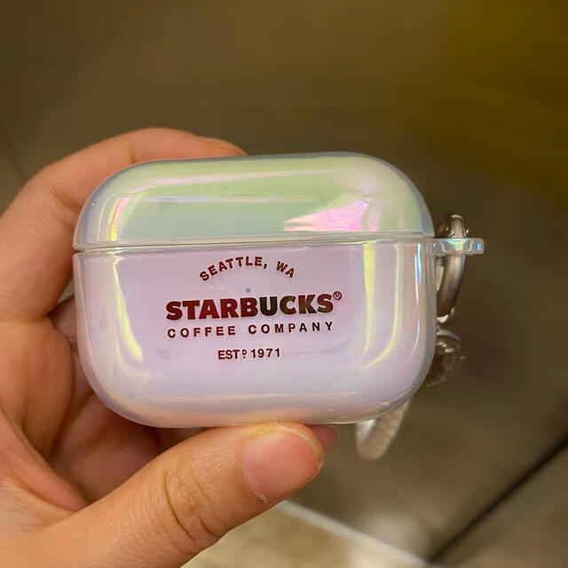 Starbucks Coffee(スターバックスコーヒー)の白色　スターバックス　Airpods Proケース スマホ/家電/カメラのオーディオ機器(ヘッドフォン/イヤフォン)の商品写真