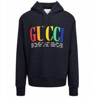 Gucci - Gucci カラフルロゴ ブラック パーカー フーディー グッチ