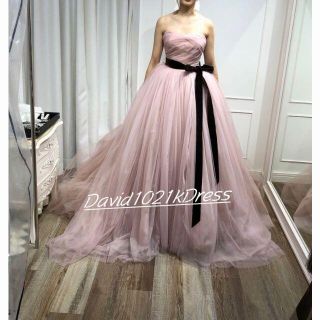 カラードレス   結婚式   こしあんの粉   ソフトチュール  ベアトップ  (ウェディングドレス)