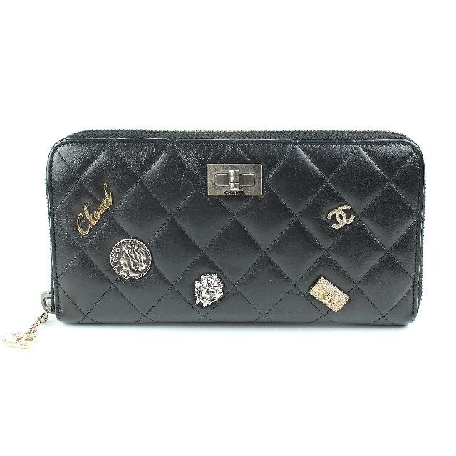 オープニング大セール】 CHANEL ブラック ジップウォレット 長財布