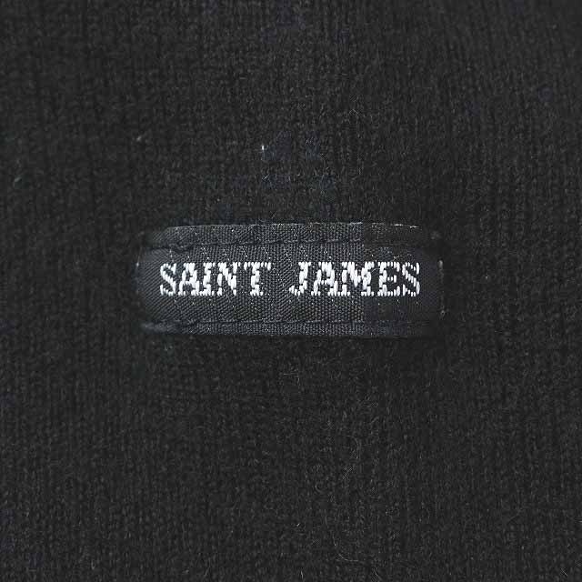 SAINT JAMES(セントジェームス)のセントジェームス ニット セーター 長袖 ボートネック ウール ロゴ S M 黒 レディースのトップス(ニット/セーター)の商品写真